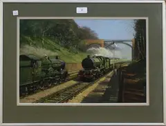 Norman Elford, Sonning Cutting, acrylic on paper