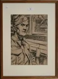 George Hooper, Serious Soldier, 1941, charcoal
