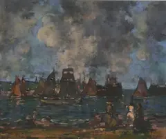 James Watterson Herald, Arbroath Harbour, mixed media