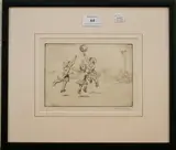 Eileen Soper, Netball, monochrome etching