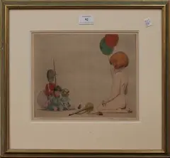 Geoffrey Sneyd Garnier, Christmas Morning, hand-coloured etching