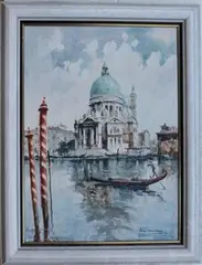Lino Muzzin, View of the Santa Maria della Salute, Venice, oil on canvas