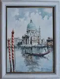 Lino Muzzin, View of the Santa Maria della Salute, Venice, oil on canvas