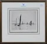 William Lionel Wyllie, A Light Air from the S.E., monochrome drypoint etching