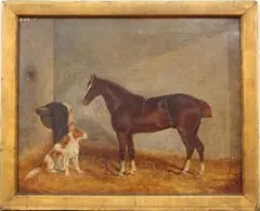 C. Goldsmith, Newhaven' (Stable Interior with the Horse and a Dog), 1870, oil on canvas