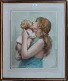 G. De Luca, Mother holding her Baby, watercolour