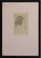 Eric Gill, Portrait of a Lady, monochrome etching