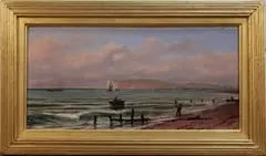 Isaac Walter Jenner, Seaford looking towards Newhaven Harbour, oil on board