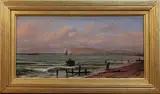 Isaac Walter Jenner, Seaford looking towards Newhaven Harbour, oil on board