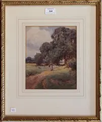 C. B. Waite, Woman on a Country Path, watercolour