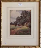 C. B. Waite, Woman on a Country Path, watercolour
