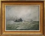 William Minshall Birchall, Destroyers in Dirty Weather, 1921, watercolour heightened with gouache