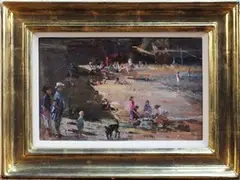 Jane Corsellis, Shadows on the Sand, oil on board