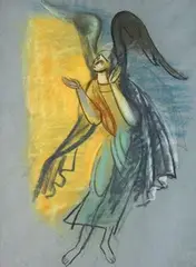 Hans Feibusch, Study of an Angel, charcoal and pastel