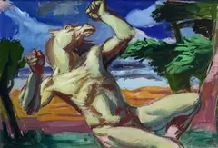 Hans Feibusch, Tikbalang in a Landscape, gouache