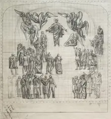 Hans Feibusch, Study for Christ in Glory at St. Sidwell's, Exeter, pencil sketch