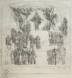 Hans Feibusch, Study for Christ in Glory at St. Sidwell's, Exeter, pencil sketch