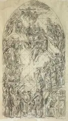 Study for Trinity in Glory at St. Albans, Holborn by Hans Feibusch, pencil and ink, sold Jun 2013