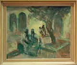 Ronald Ossory Dunlop, Figures seated in a Courtyard, probably Tangiers