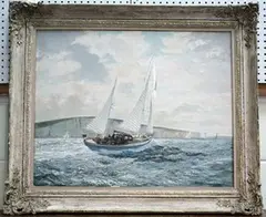 David Cobb, The Yacht Caramel off the Swanage Coast, oil on canvas