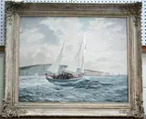 David Cobb, The Yacht Caramel off the Swanage Coast, oil on canvas