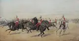Richard Simkin, A Cavalry Charge, 1883, watercolour and gouache
