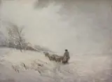 William Tatton Winter, Figure and Sheep in a Snowy Landscape, 1902, oil on panel