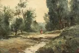 Attilio Pratella, Figure in a Woodland Clearing, probably near Naples, oil on panel