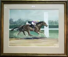 John Skeaping, Preakness Stakes' (Two Racehorses with Jockeys-up), watercolour and gouache