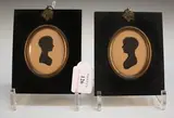 J.H. Gillespie, Oval Miniature Portrait Silhouettes of Children in profile, a pair of watercolours heightened in ink