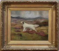 B. Bland, Study of an English Setter standing in a Landscape, oil on board