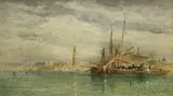 Edward Goodall, Venice from the Lido, watercolour over pencil traces