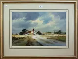 Denis Pannett, The Washing Line, Suffolk, watercolour