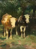 Georg Wolf, Study of Two Cows, oil on canvas