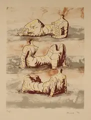 Three Reclining Figures by Henry Moore, colour lithograph, sold Jun 2013