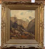 David Bates, The Jüngfrau' (Two Figures and Dog in an Alpine Landscape), 1878, oil on canvas