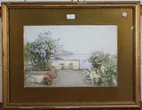 Ella Du Cane, 88, Climb of Aralia' (View of a Terrace overlooking a Bay in Madeira), watercolour over pencil traces