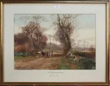 Henry Charles Fox, Near Wingfield, Berkshire' (Woman herding Cattle along a Country Lane)