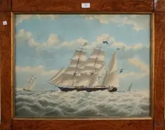 Willem Hendrik Eickelberg, Willem Hendrik' (Study of the Dutch Barque), 1866, watercolour and pencil