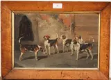 John Alfred Wheeler, Foxhounds in a Kennel, oil on board