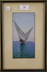 V. D'Esposito, A Gozo Boat on Calm Waters, watercolour and gouache