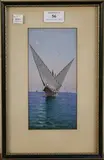 V. D'Esposito, A Gozo Boat on Calm Waters, watercolour and gouache