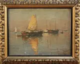 Evert Moll, View of Moored Boats in a Harbour