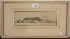 Cecil Aldin, Stokesay Castle, graphite and brown pencil