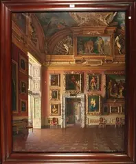 Mario Romani, Interior of the Sala di Apollo in the Pitti Palace, oil on canvas