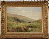 Ernest Walbourn, Sheep at Ringmoor, South Devon, oil on panel