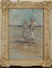 E. Matthew Hale, Two Women on a Beach, 1913, oil on artist's board