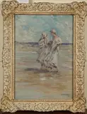 E. Matthew Hale, Two Women on a Beach, 1913, oil on artist's board