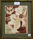Alma Thomas, Still Life Study of a Flower in a Glass, watercolour and red ink