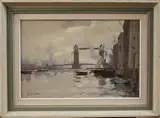 Edward Wesson, View along the Thames towards Tower Bridge